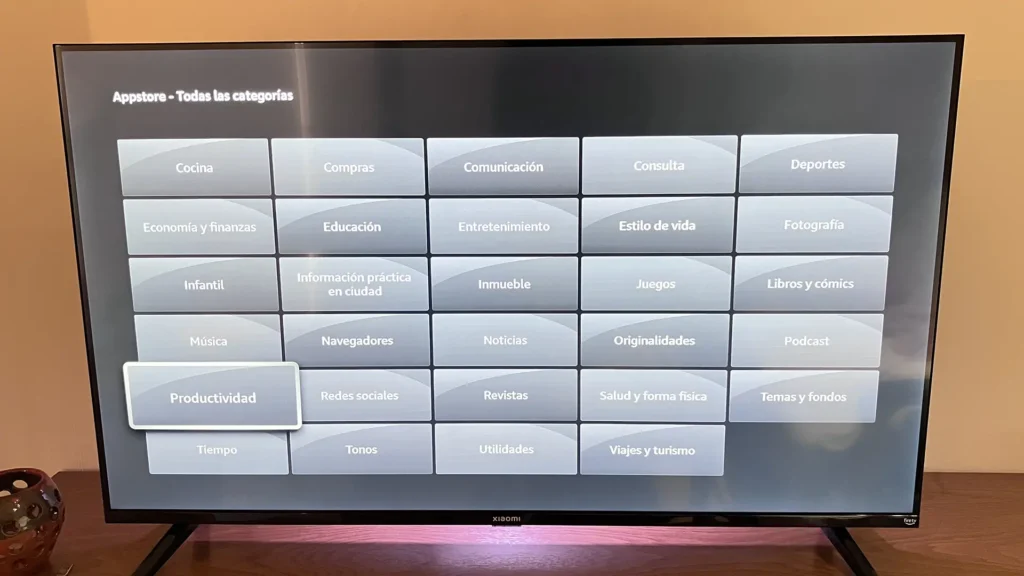 El AppStore del Fire TV Stick 4K Max tiene muchas categorías como la de productividad