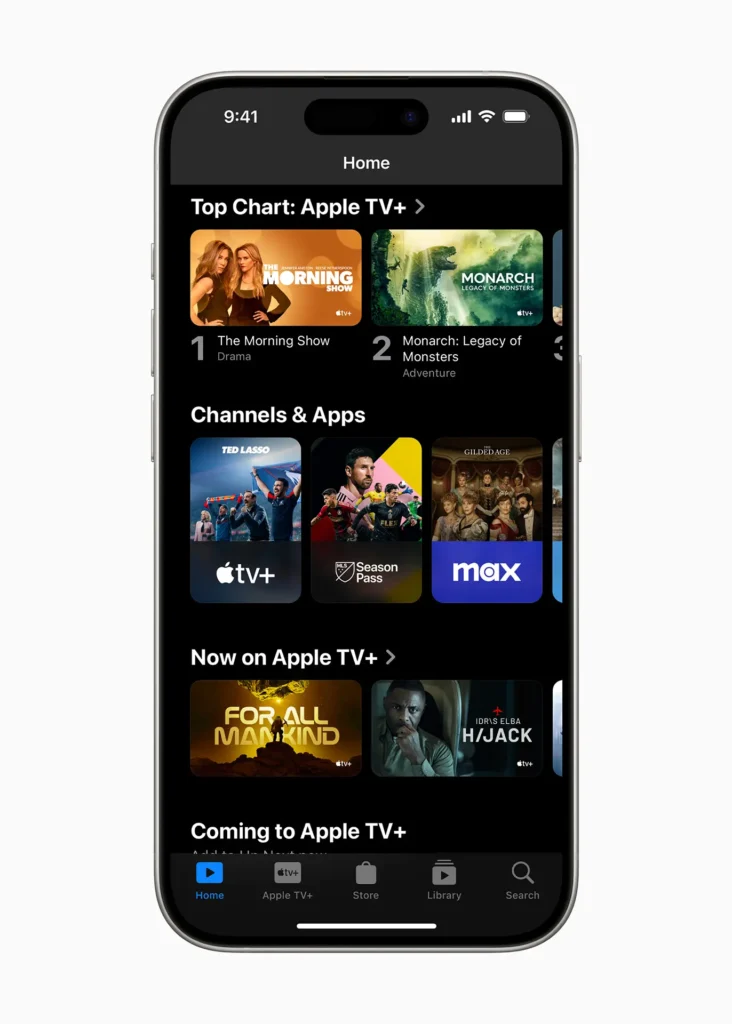 Apple TV app iOS app home screen