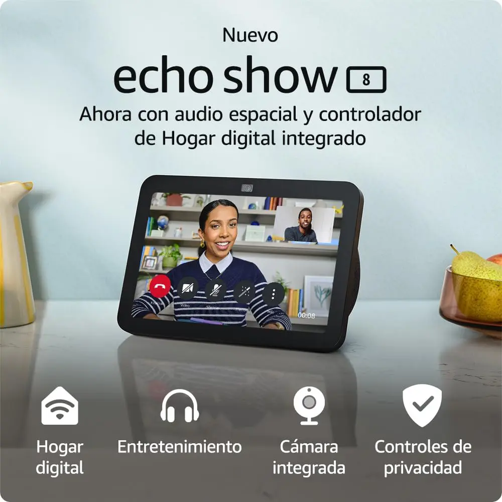 Nuevo Echo Show 8 (3.ª generación, modelo de 2023) | Pantalla táctil inteligente de alta definición con audio espacial, controlador de Hogar digital y Alexa