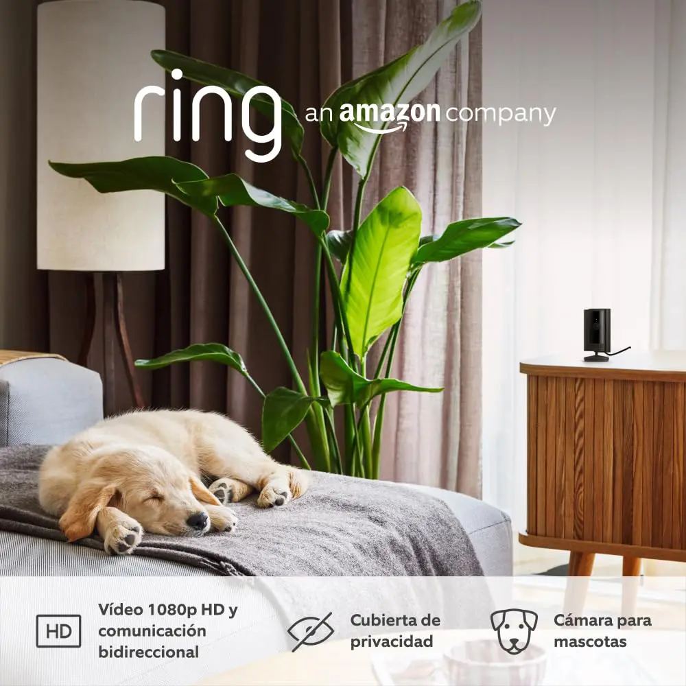 Ring Indoor Camera (2.ª generación) | Videocámara con enchufe para mascotas | Vídeo 1080p HD, comunicación bidireccional, cubierta de privacidad