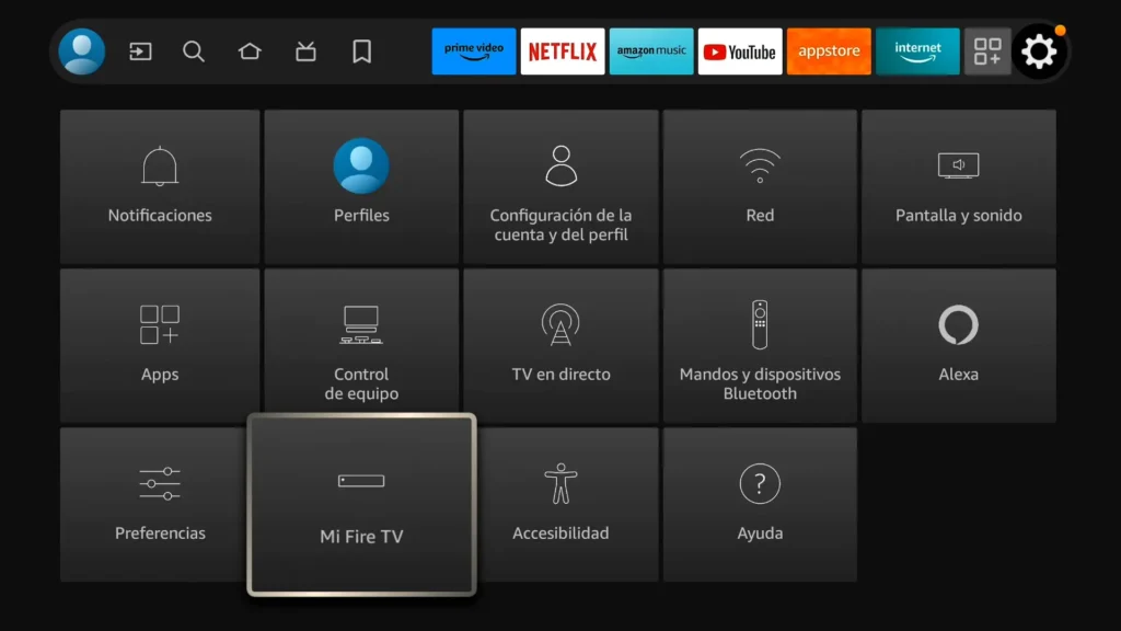 Acceder a la sección Mi Fire TV