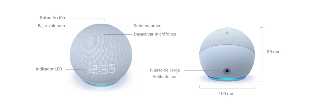 Amazon Echo Dot con reloj (5.ª generación, modelo de 2022) | Descripción técnica