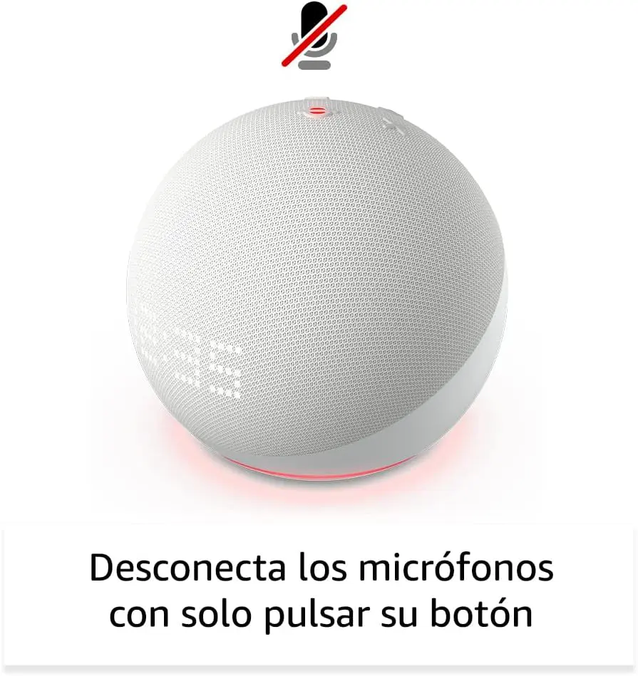 Amazon Echo Dot con reloj (5.ª generación, modelo de 2022) desconecta los micrófonos con solo pulsar un botón