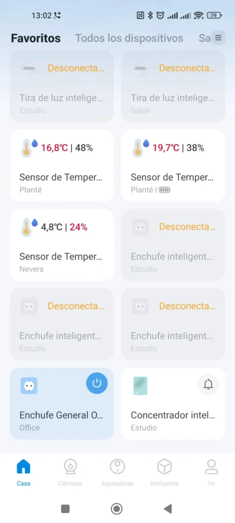 Móvil con app Tapo mostrando los valores del sensor TP-Link Tapo T315
