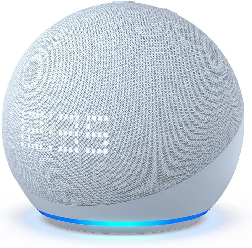 Echo Dot con reloj (5.ª generación, modelo de 2022) | Altavoz inteligente wifi y Bluetooth con Alexa y reloj, con sonido más potente y de mayor amplitud | Gris azulado
