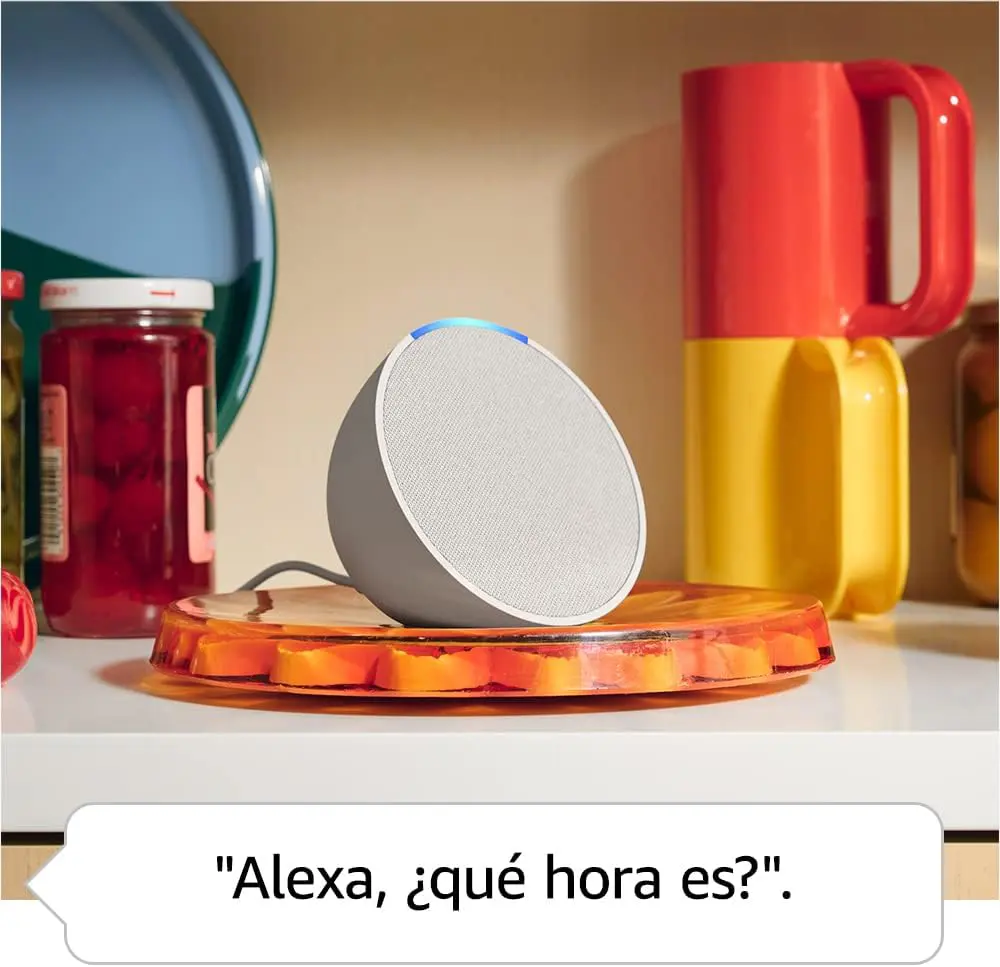 Echo Pop | Altavoz inteligente Bluetooth con Alexa de sonido potente y compacto | Antracita | Alexa qué hora es
