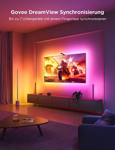 Govee WiFi RGBICW con Cámara, Luces LED TV Retroiluminación 3 Lite con Fish-Eye, 4 Colores en 1 Lámpara, Control por Voz y Aplicación